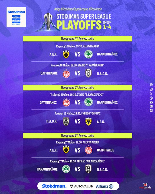 Super League: Το αναλυτικό πρόγραμμα των playoffs